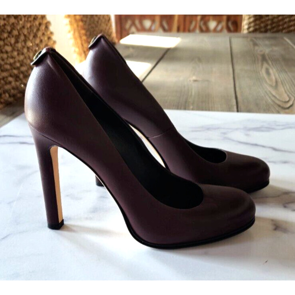 Gucci Women Pumps 38 US 8 Maroon Leather Interlocking G High Heels Slip On Shoes - Picture 6 of 14